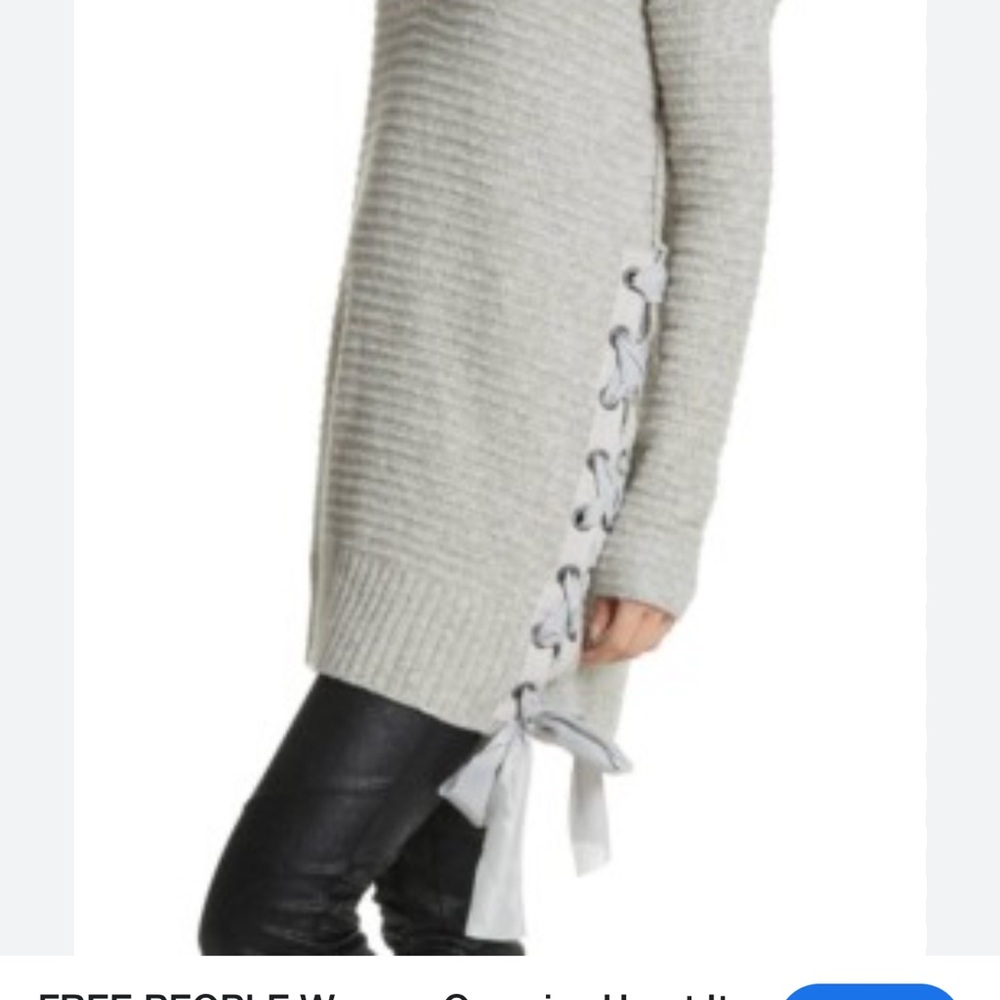 Free People Light Gray V-Neck Sweater